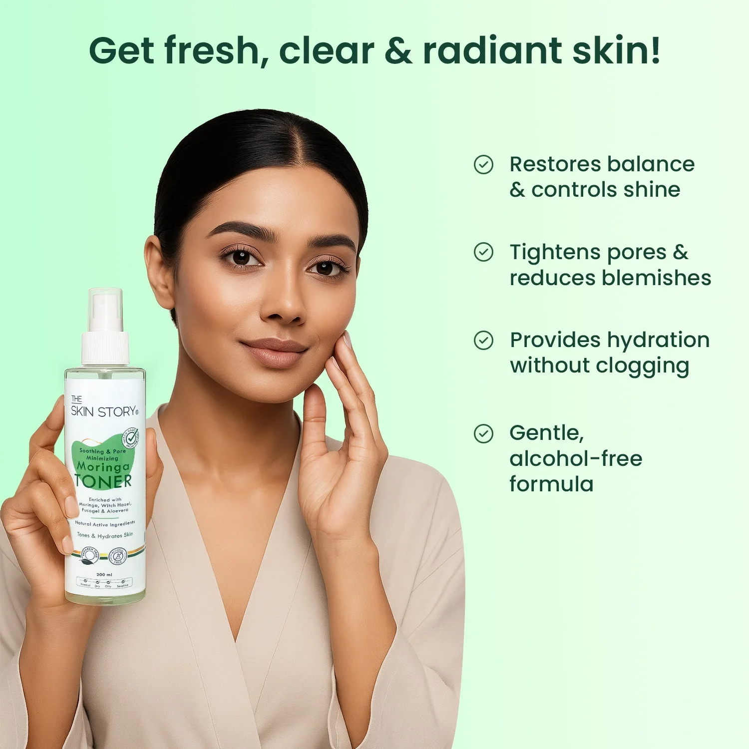 Soothing & Pore Minimizing Moringa Toner, 200ml - Image 4