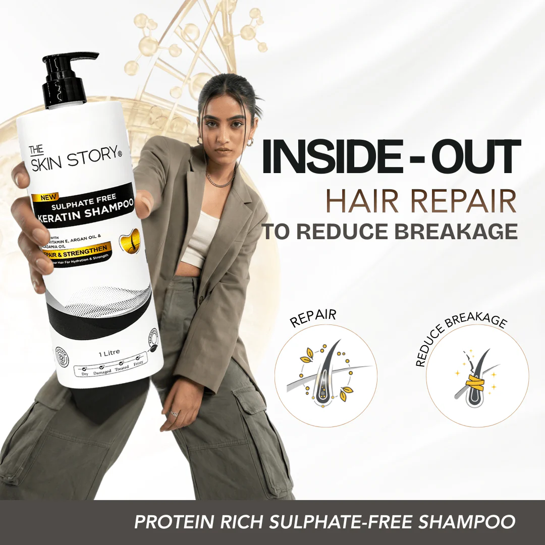 Sulphate Free Keratin & Biotin Shampoo Repairs Damaged Hair 1 Litre - Image 6