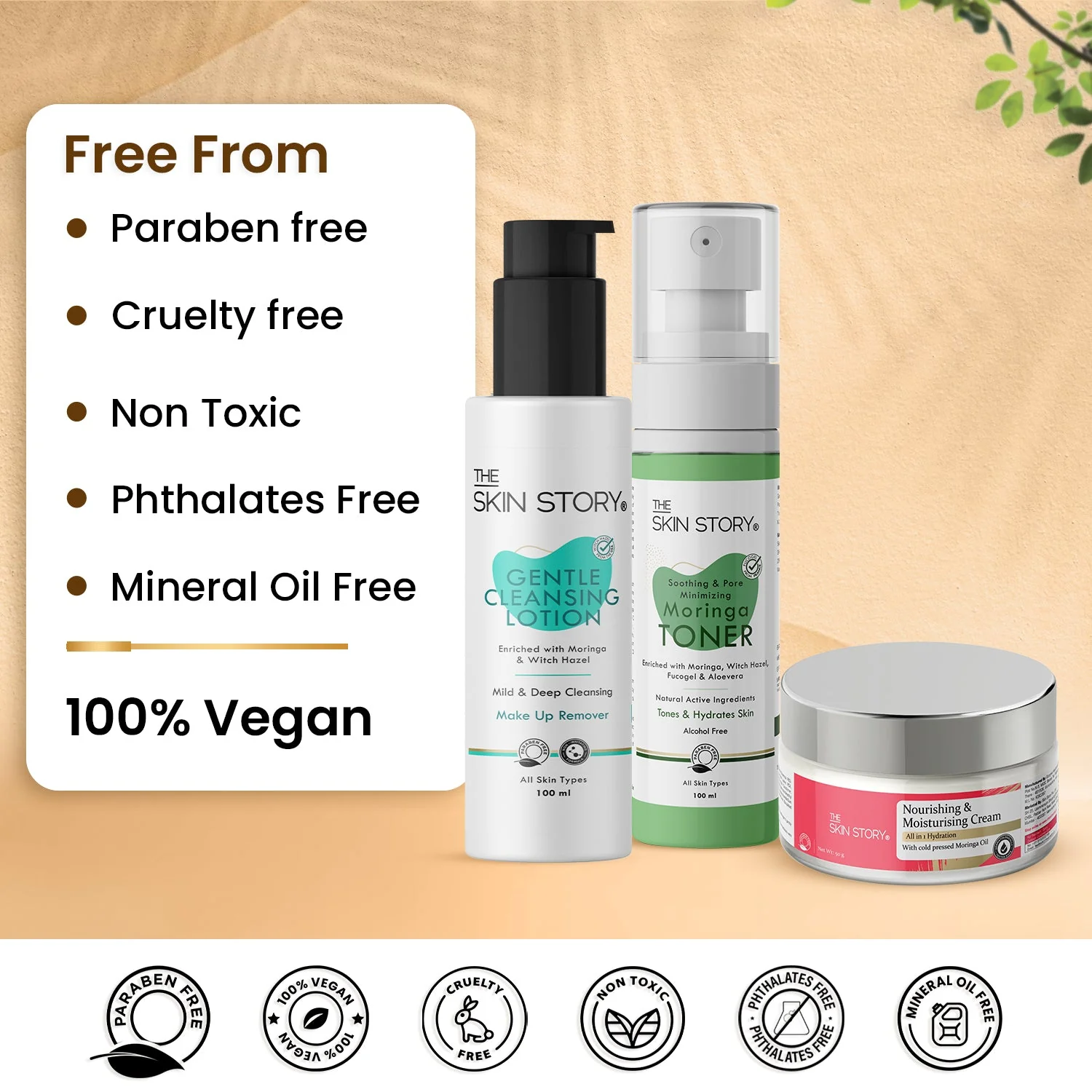 The Skin Story Classic Care Collection (CTM) (The Skin Story Gentle Cleansing Lotion, 100ml The Skin Story Moringa Toner, 100ml The Skin Story Nourishing & Moisturising Cream, 50g) - Image 6