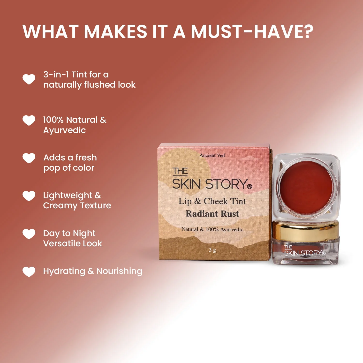 Lip & Cheek Tint Radiant Rust - Image 4
