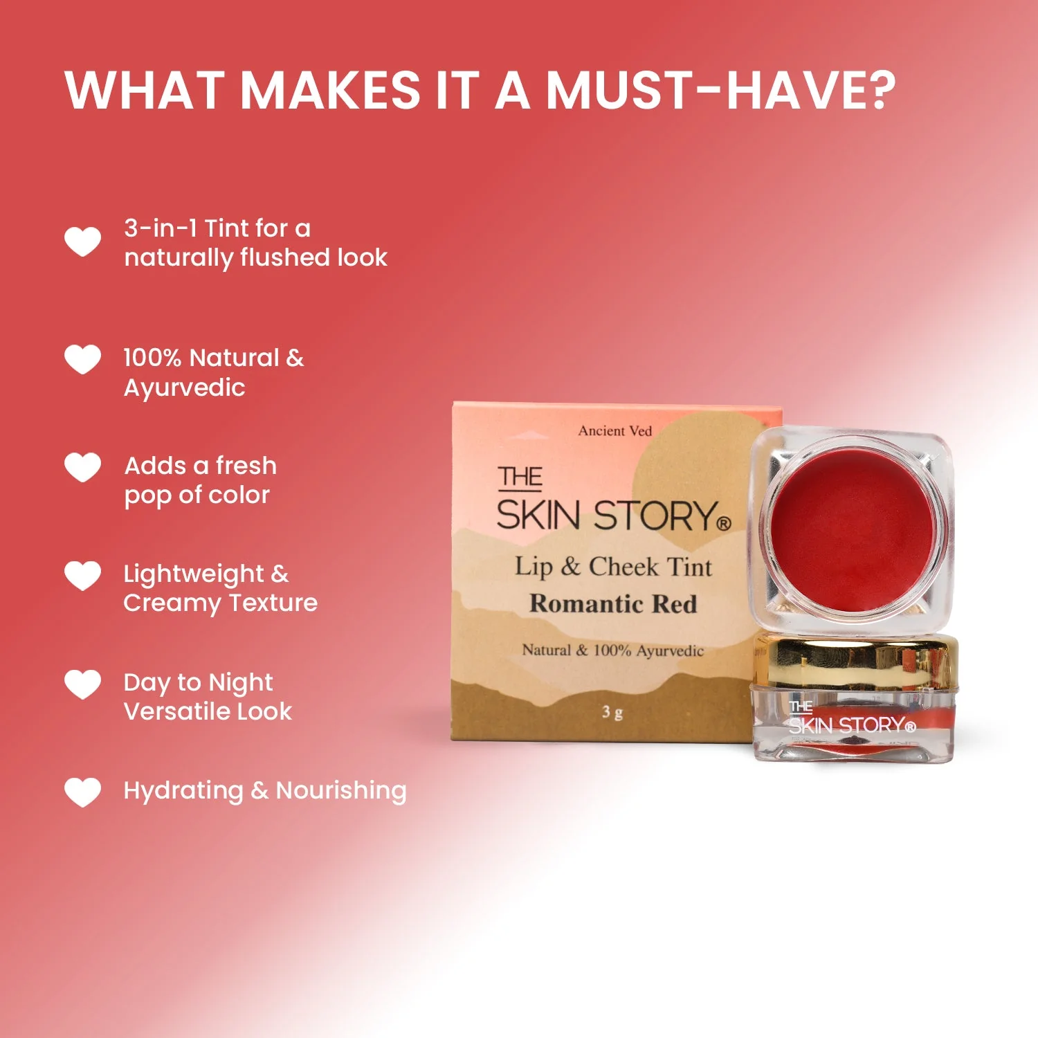 Lip & Cheek Tint Romantic Red - Image 4
