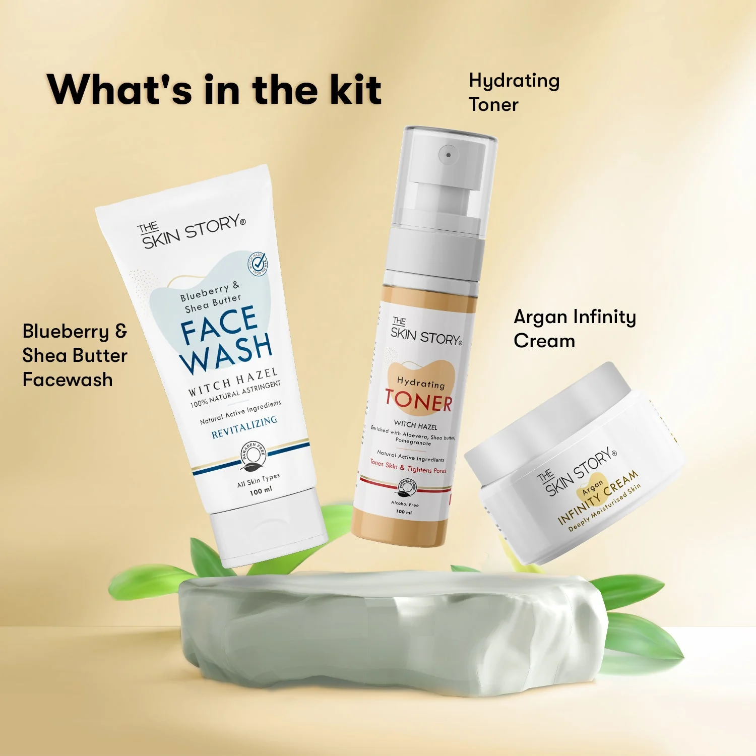 The Skin Story Simple Skincare Trio (CTM) (The Skin Story Blueberry Facewash, 100g The Skin Story Witch Hazel Toner, 100ml The Skin Story Argan Infinity Cream, 50g) - Image 3